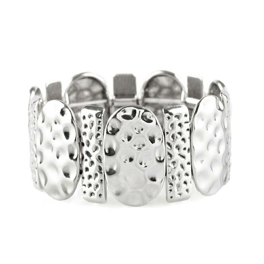Silver Seashore Hammered Stretch Bracelet
